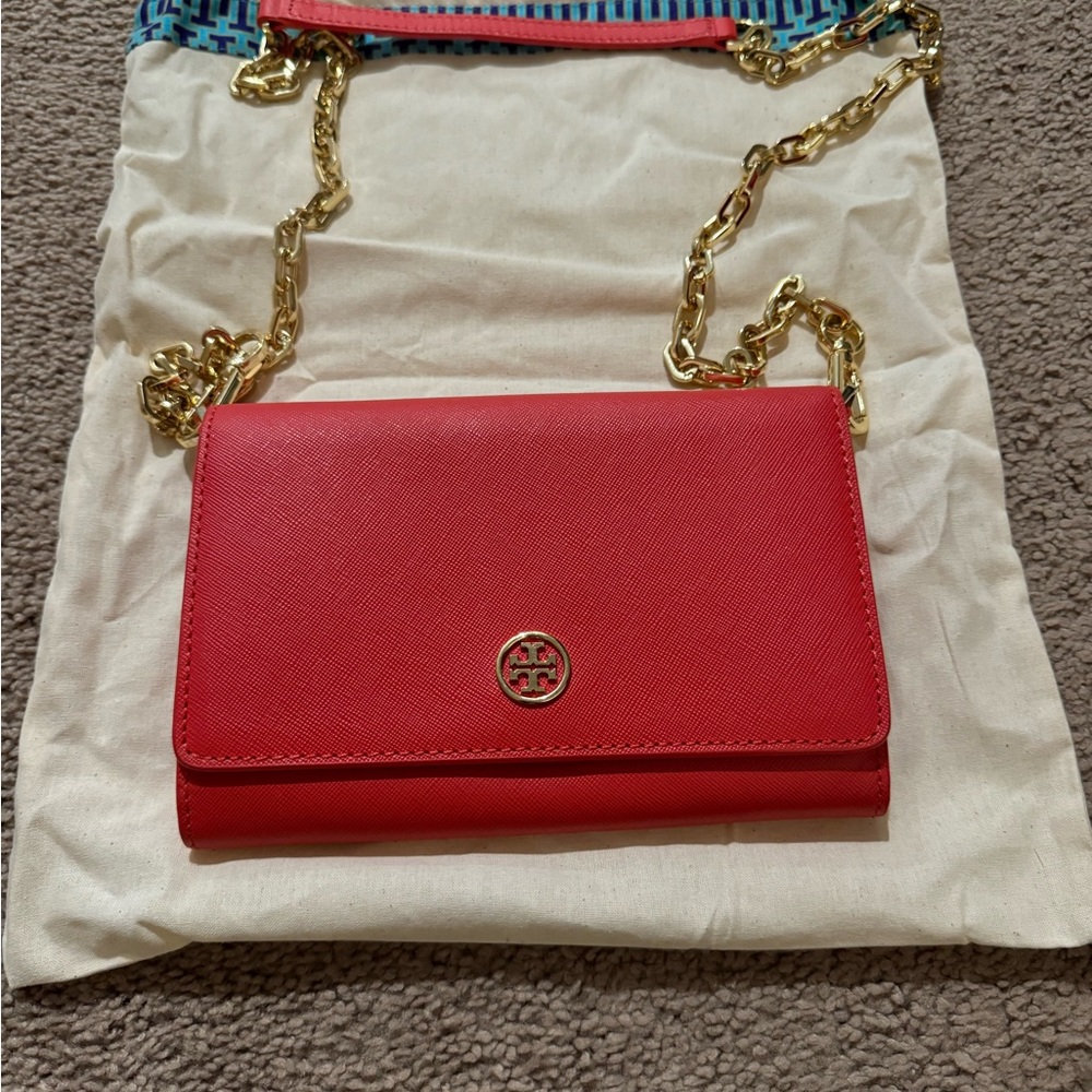 Tory Burch Red Crossbody Bag with Gold Hardware